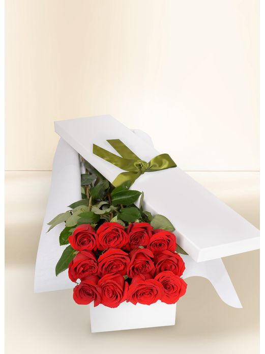 12 Red Rose Stems for Valentine's Day