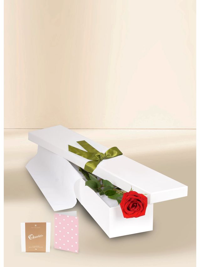 Single Stem Red Rose with Chocs & Card